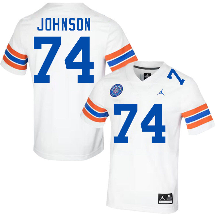 Fred Johnson Florida Jersey,Florida Gators #74 Fred Johnson Jersey Youth Uniforms-Throwback White